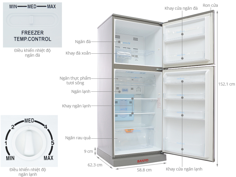 Tủ lạnh Sanyo 245 lít SR-P25MN