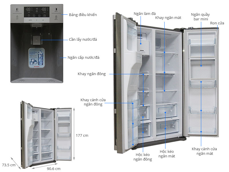 Tủ lạnh Sharp SJ-X60LWB 608 lít