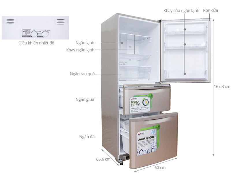 Tủ lạnh Mitsubishi Electric 338 lít MR-C41G-PS