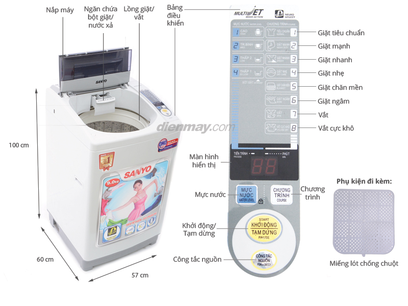 Máy giặt Sanyo ASW-S90VT 9kg