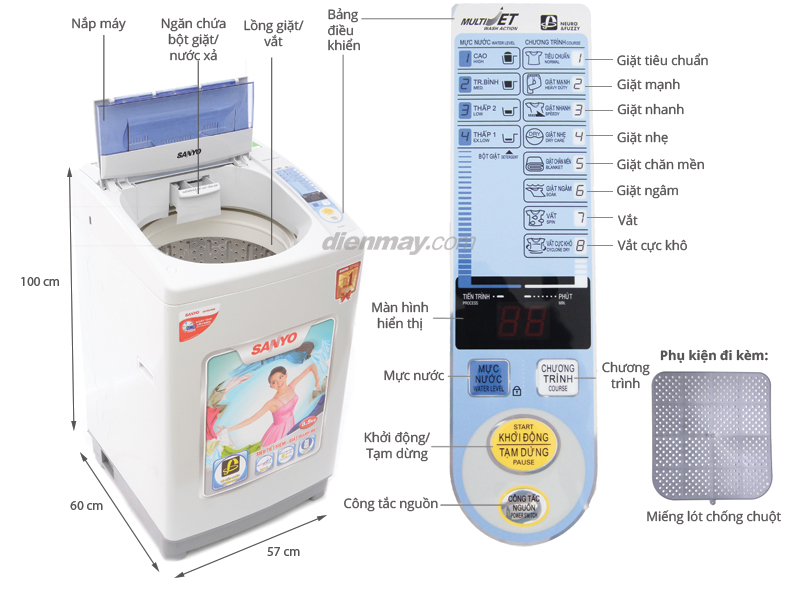 Máy giặt Sanyo ASW-S85VT 8.5kg