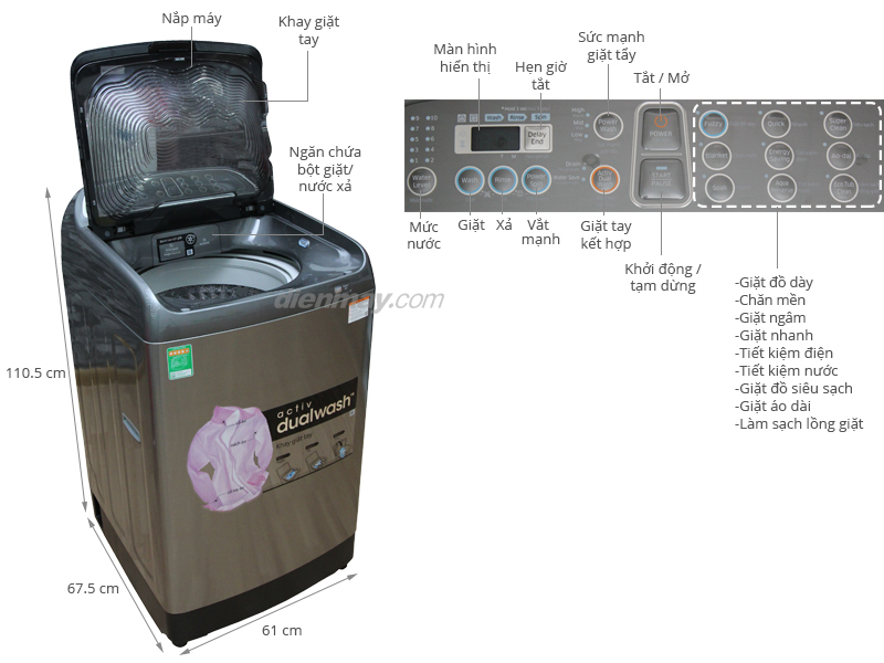 Máy giặt Samsung 12 kg WA12J5750SP/SV