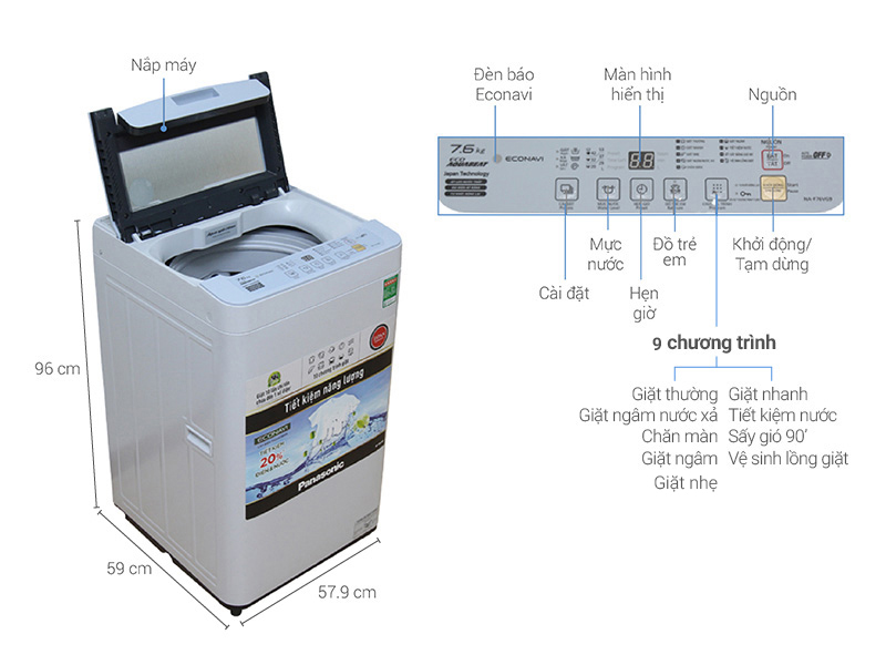 Máy giặt Panasonic 7.6 kg NA-F76VG9HRV