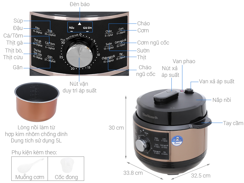 Nồi áp suất điện BlueStone PCB-5648 5 lít