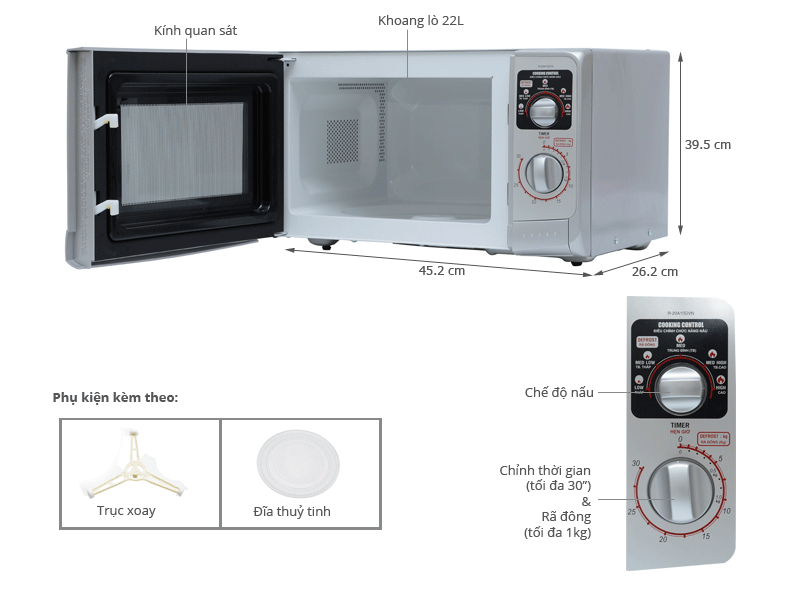 Lò vi sóng Sharp R-20A1(S)VN 22 lít