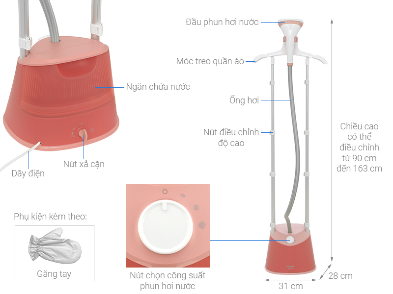 Bàn ủi hơi nước đứng Philips STE1020/40 1800W
