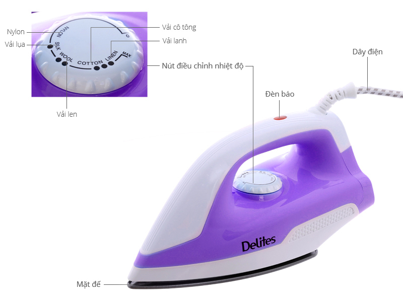 Bàn ủi khô Delites BUK02 Màu Tím