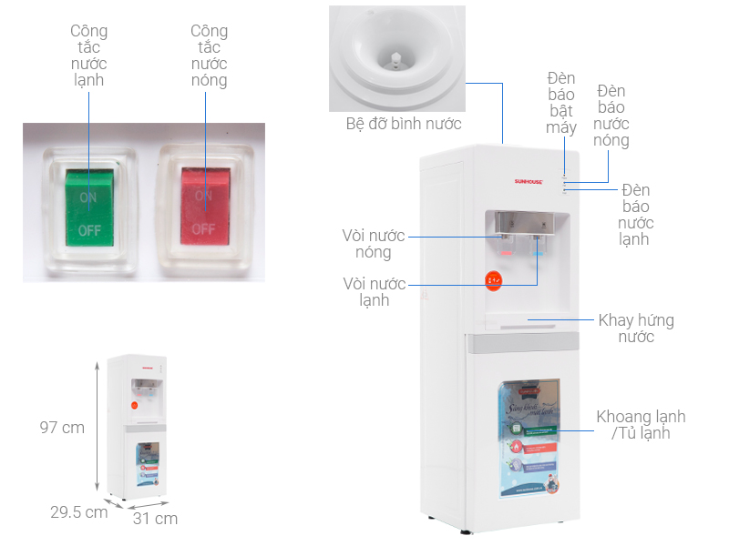 Cây nước nóng lạnh Sunhouse SHD9612