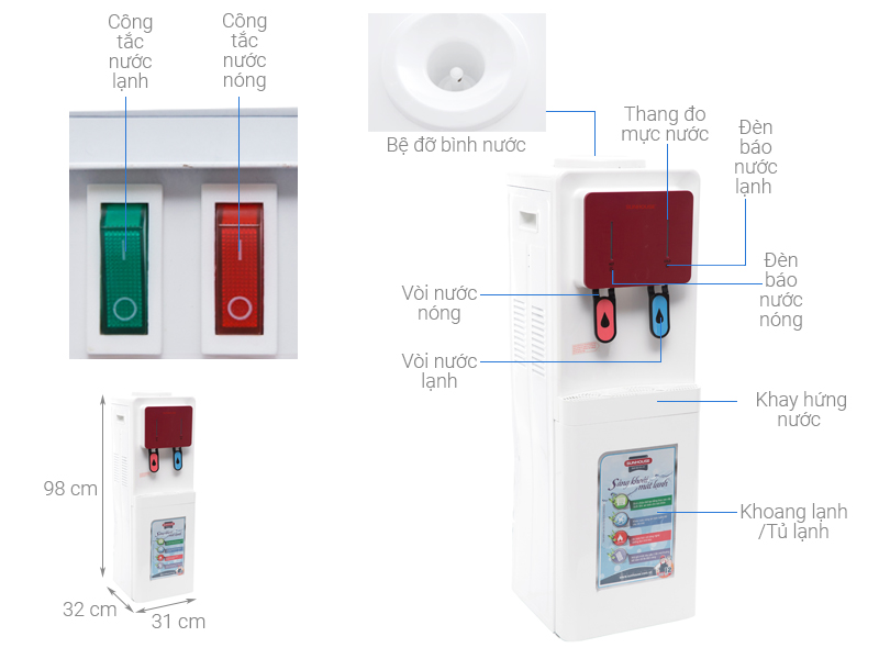 Cây nước nóng lạnh Sunhouse SHD9529