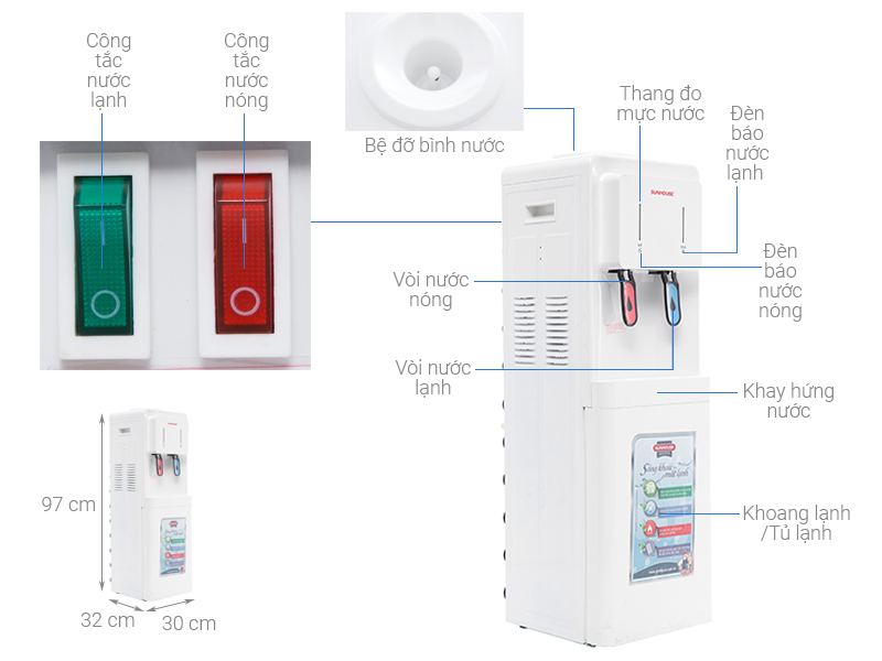 Cây nước nóng lạnh Sunhouse SHD9629