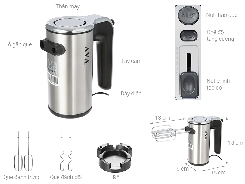 Máy đánh trứng AVA HM-168B