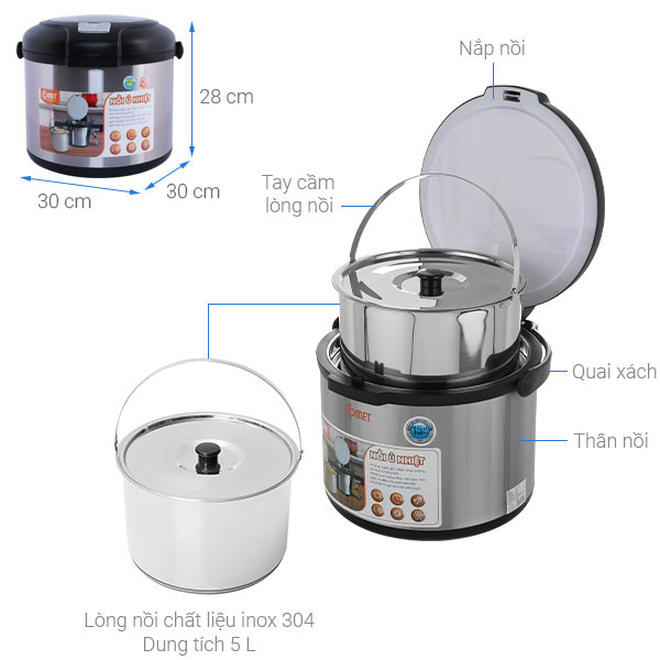 Nồi ủ nhiệt đa năng 5 lít Comet CM7661