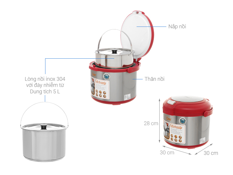Nồi ủ nhiệt đa năng 5 lít Comet CM7661R
