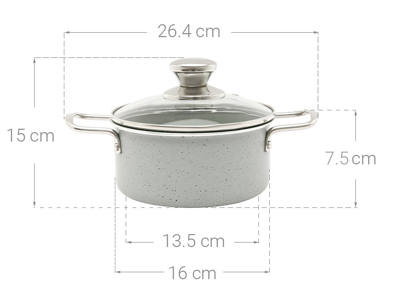 Nồi nhôm chống dính nắp kính 16 cm Delites NCDE006-16