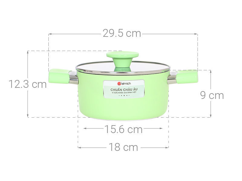 Nồi nhôm chống dính nắp kính 18 cm Elmich EL-5113AO18