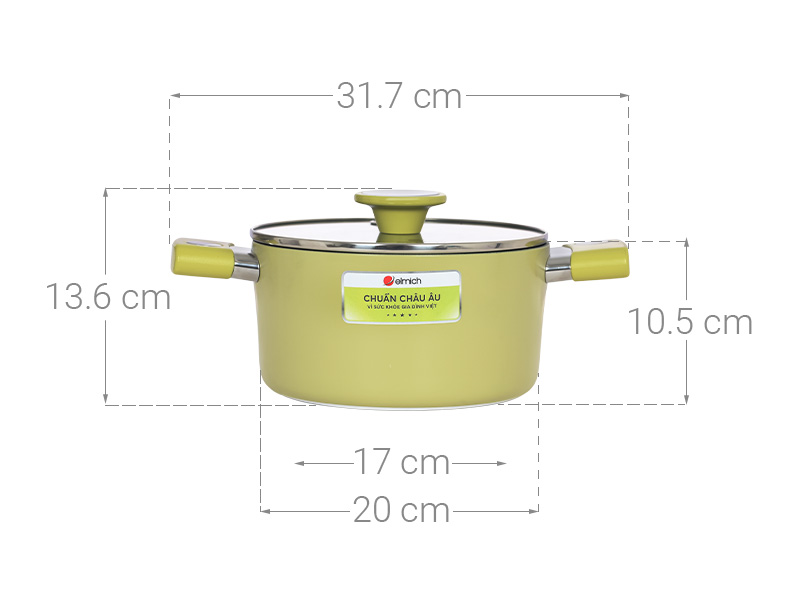 Nồi nhôm chống dính nắp kính 20 cm Elmich EL-5112AO20