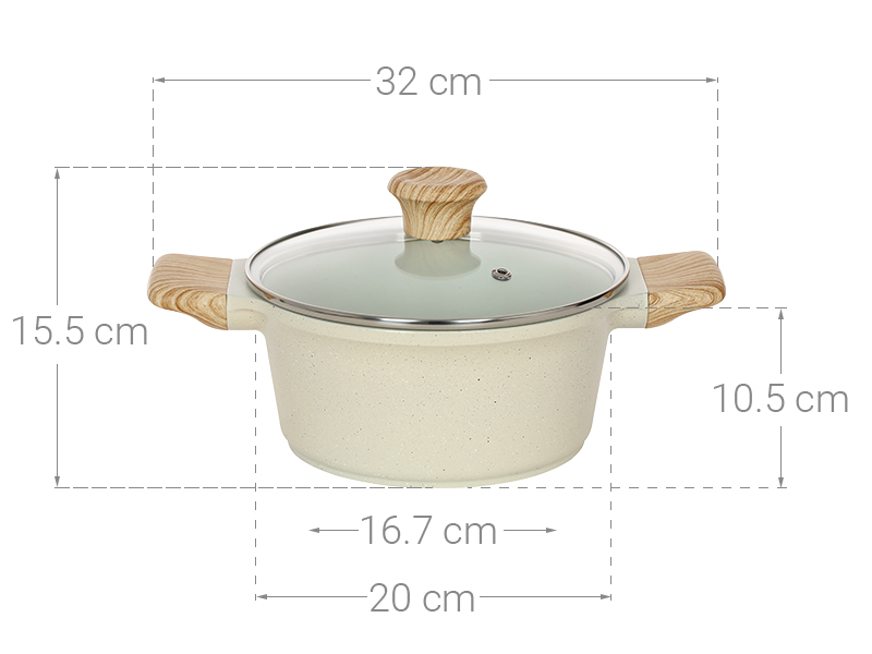 Nồi nhôm chống dính nắp kính 20 cm Green Cook GCS225-20IH