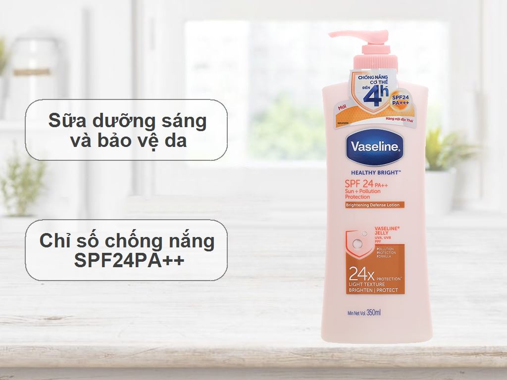 Sữa dưỡng thể Vaseline Healthy Bright chống nắng và dưỡng sáng SPF24 PA++ 350ml 2