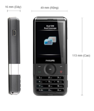 Kích thước Philips X710 Kích thước Philips X710
