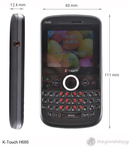 Kích thước của Ktouch H688 Kích thước của Ktouch H688