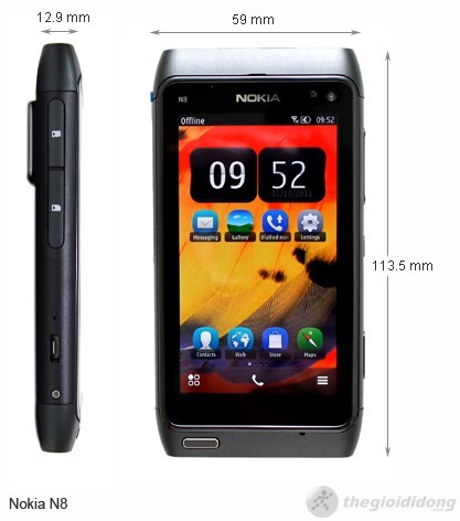 Kích thước Nokia N8 Kích thước Nokia N8