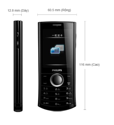 Kích thước Philips Xenium X503 Kích thước Philips Xenium X503