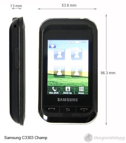 Kich thước của Samsung Champ C3303 Kich thước của Samsung Champ C3303