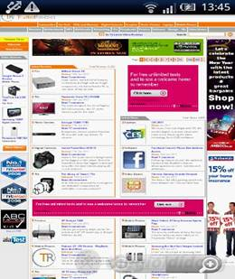 Giao diện duyệt web trên Sony Ericsson XPERIA X8