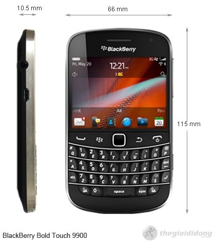 Kích thước Blackberry Bold Touch 9900