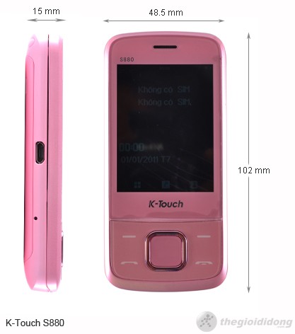 Kích thước của Ktouch S880 Kích thước của Ktouch S880