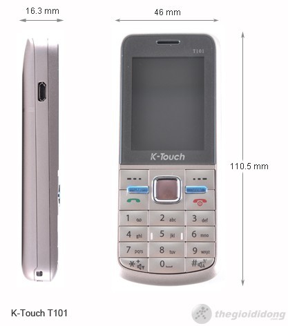Kích thước của Ktouch T101 Kích thước của Ktouch T101