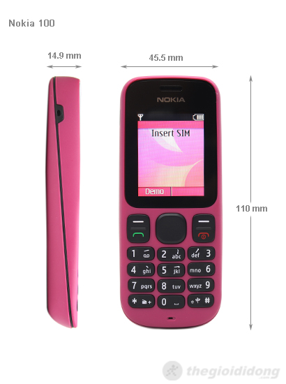 Nokia 100 kích thước