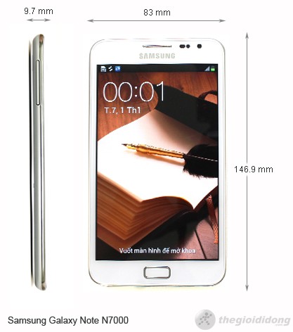 Kích thước Samsung Galaxy Note N700