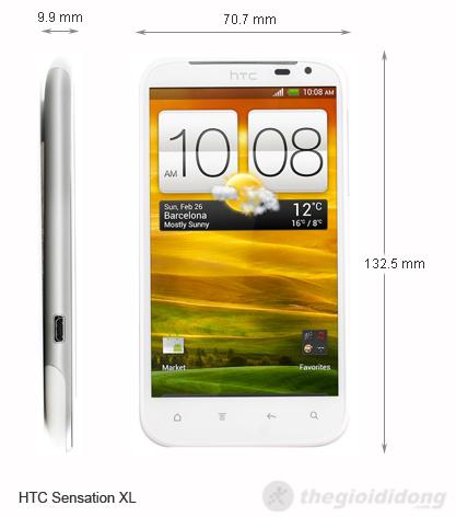 Kích thước của HTC Sensation XL
