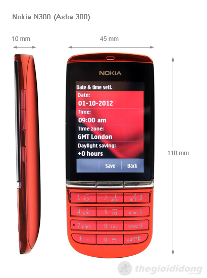 Nokia N300 Kích thước
