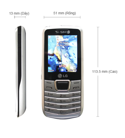 Kích thước của LG A290 Kích thước của LG A290