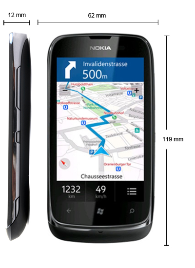 Kích thước của Nokia Limua 610