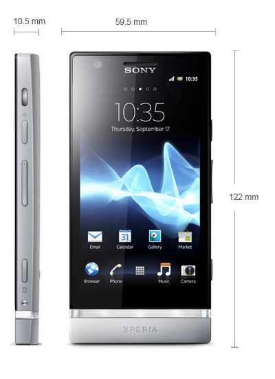Kích thước Sony Xperia P