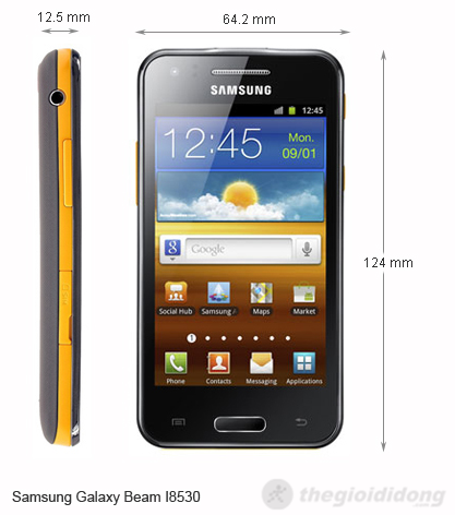 Samsung galaxy beam i8530 kích thước