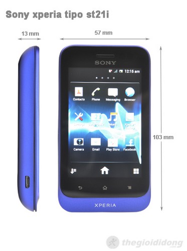Sony xperia tipo st21i kích thước