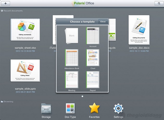 Optimus VU với bộ Polaris Office Bộ ứng dụng văn phòng tiện ích Polaris Office