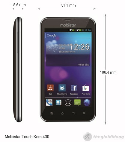 Kích thước của Mobiistar Touch Kem 430 Kích thước của Mobiistar Touch Kem 430
