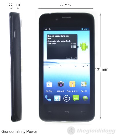 Gionee Infinity Power kích thước