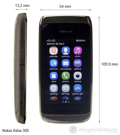 Nokia Asha 308 kích thước