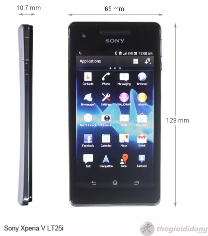 Kích thước của Sony Xperia V LT25i