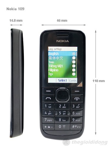 Nokia 109 Kích thước