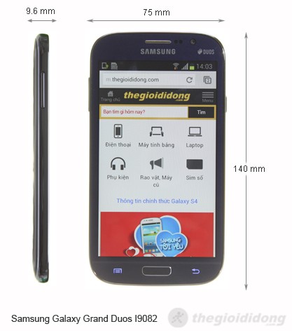 Kích thước của Samsung Galaxy Grand Duos I9082