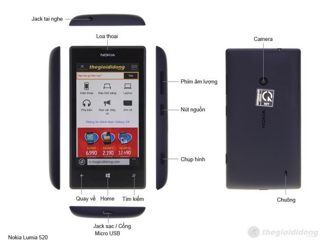 Mô tả chức năng của Nokia Lumia 520