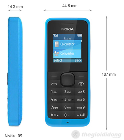 Ảnh kích thước Nokia 105 Ảnh kích thước Nokia 105