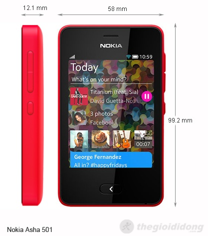 Nokia Asha 501 kích thước